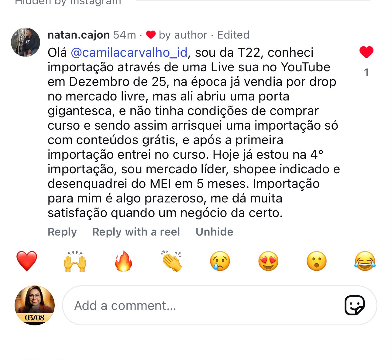Print de depoimento: Natan, Mercado Líder